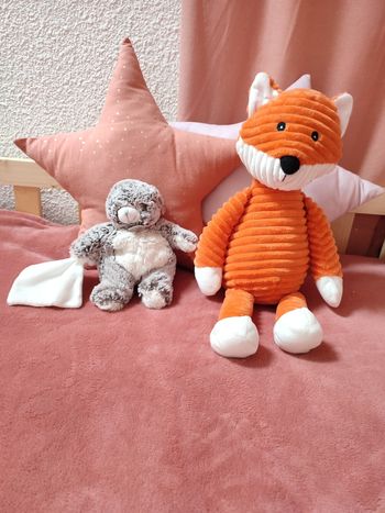 Doudou ours avec tissu carré plat - Très bon état - Baby nat'