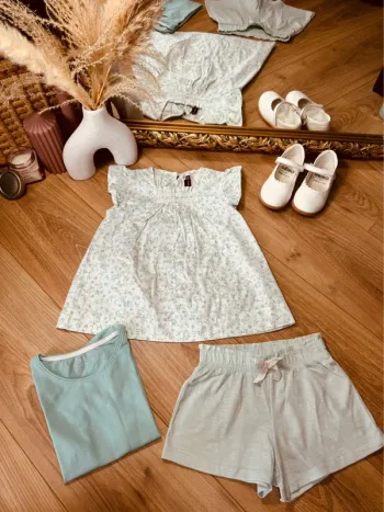 Taille 5 ans tenue 3 pièces fille multimarque vert menthe * fleurs oiseaux * 🌸