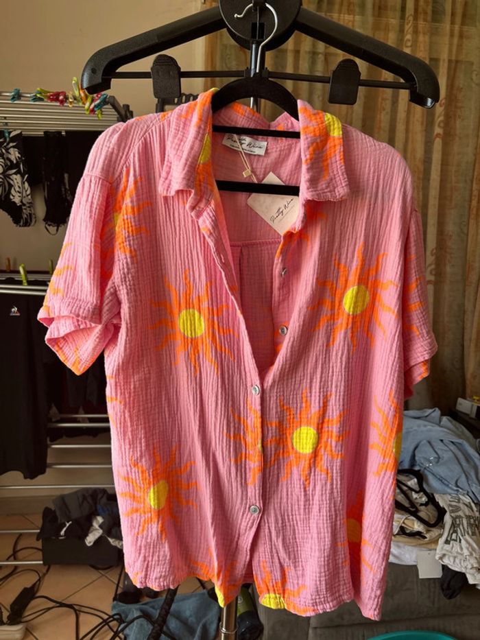 Chemise MC gaze de coton « soleil »