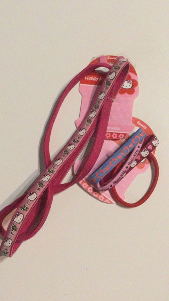 Lot accessoires cheveux bandeaux hello kitty élastique - photo numéro 2