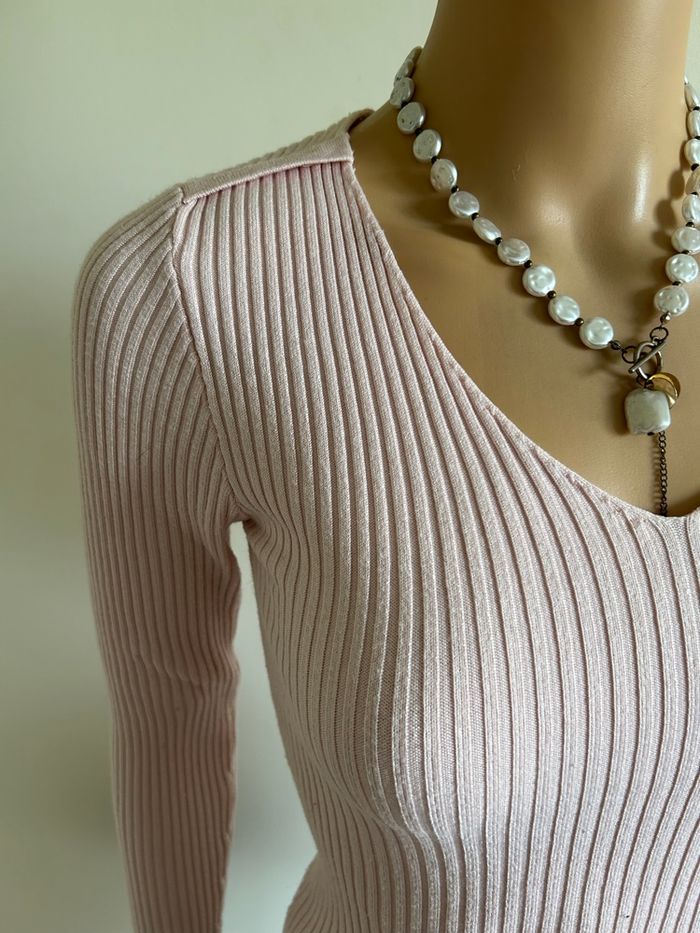 Pull rose clair à manches longues Morgan taille XS TBE - photo numéro 4