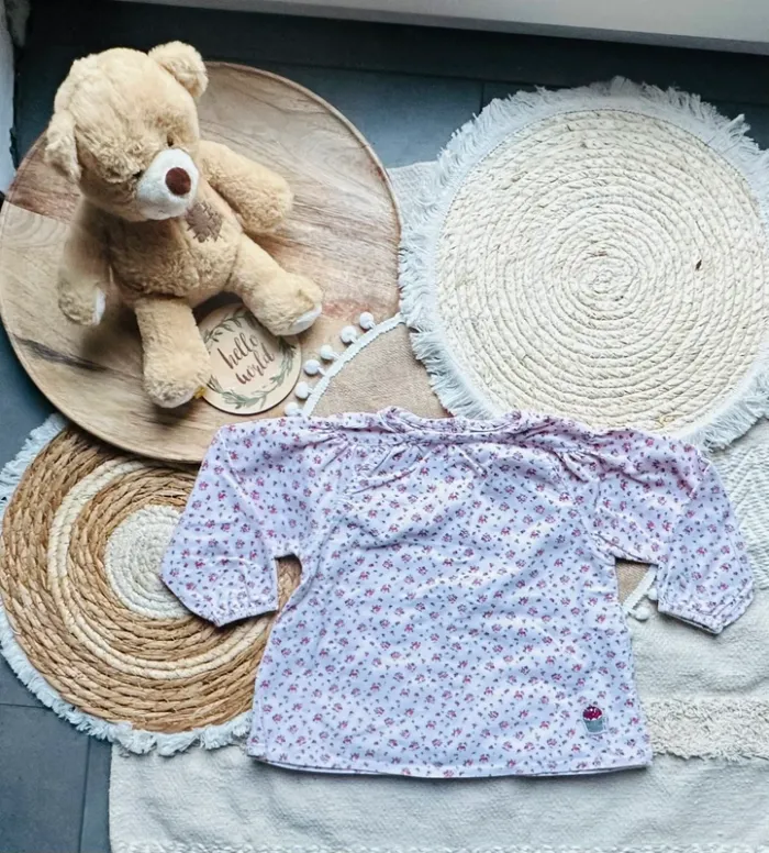 Blouse fleurie 18M 80cm La compagnie des Petits rose