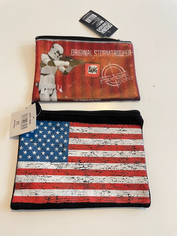 2 pochettes trousses USA et star wars