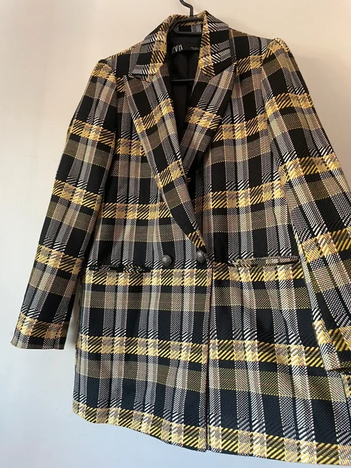 Zara Veste blazer tailleur à carreaux oversize taille S - photo numéro 4