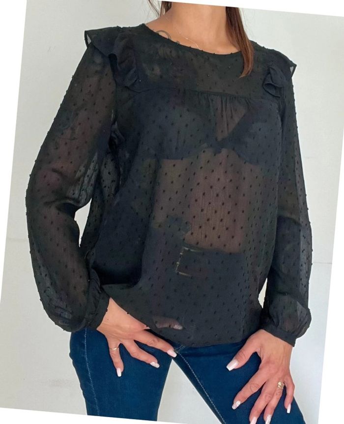 Blouse noire manches longues taille 40 - etam - photo numéro 4