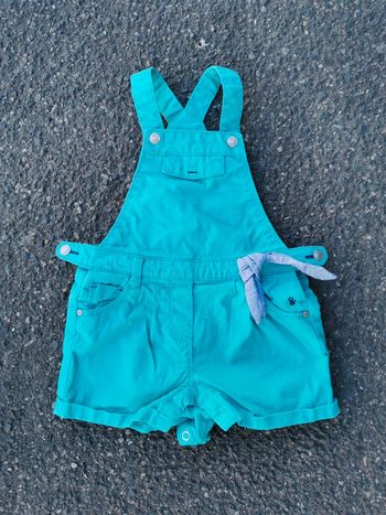 Salopette Obaïdi fille 12 mois turquoise 100% coton