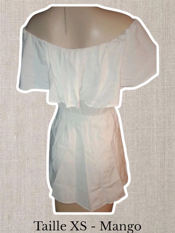 Magnifique robe 👗 épaules dénudée blanche - Mango - Taille XS - fermeture sur le côté - photo numéro 2