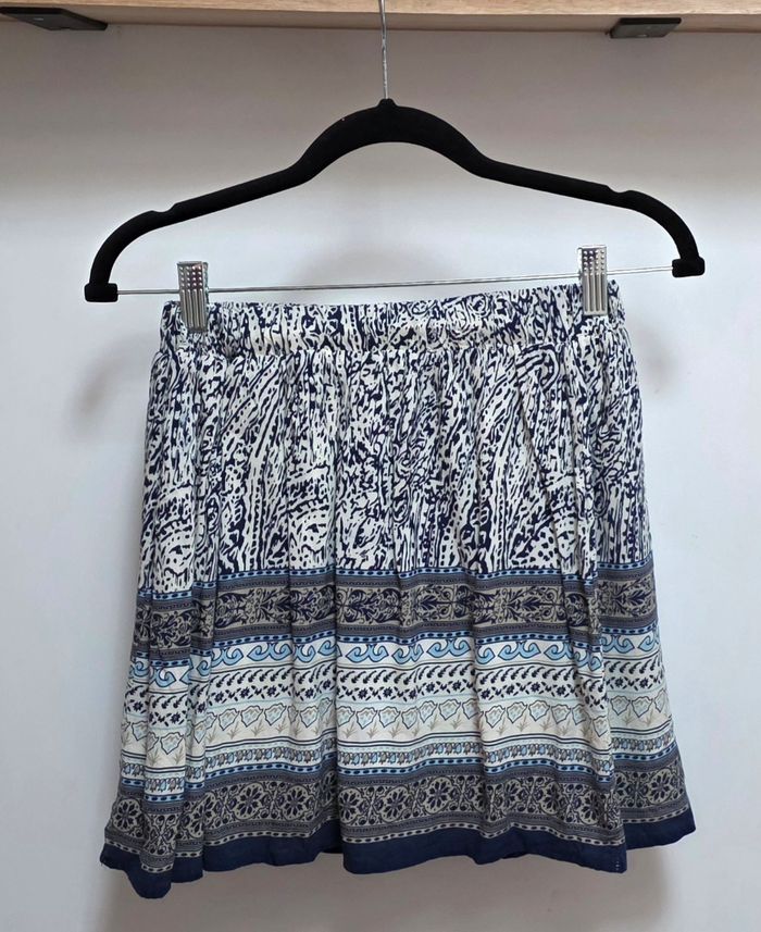 It Hippie Jupe courte bohème bleue et blanche - Taille S/M - photo numéro 1