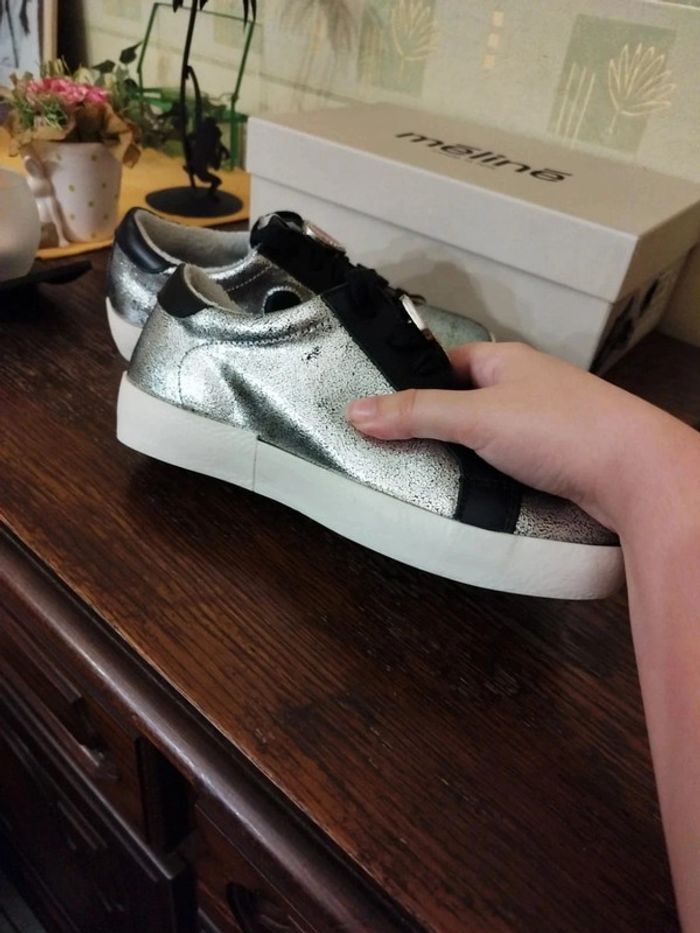 Baskets sneakers argenté cœur Méliné 36 y2k - photo numéro 12