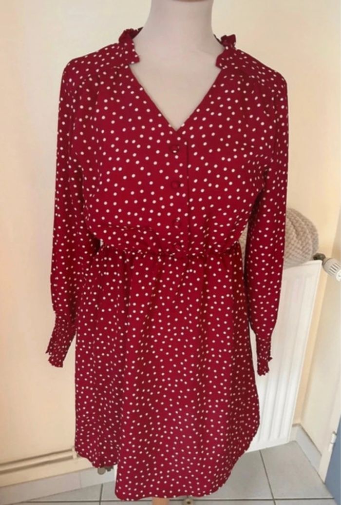 Robe à pois, rouge et blanche, Shein