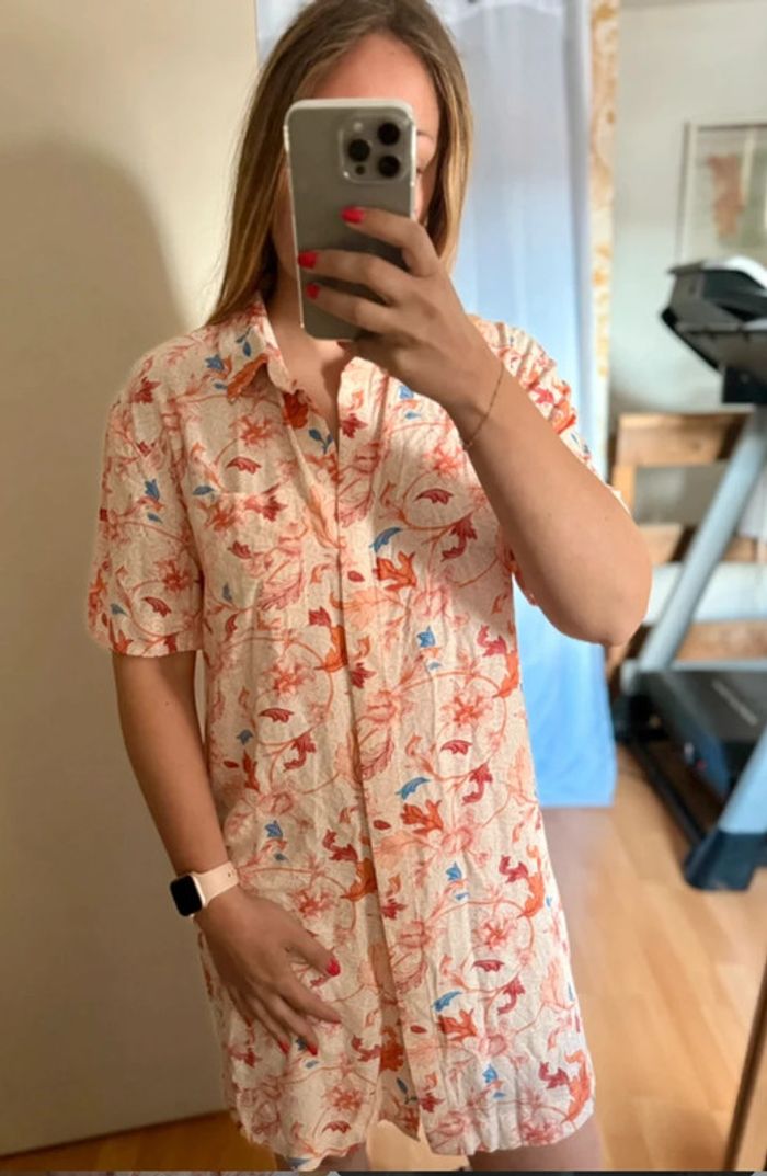 Robe chemise à motifs pêche Object taille 36 S - photo numéro 3