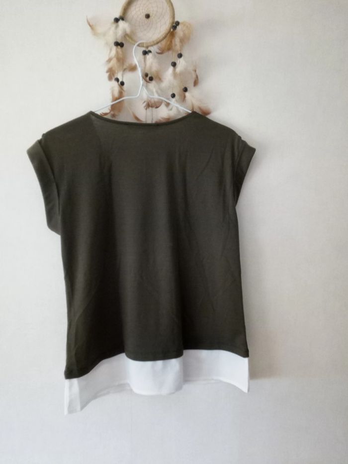 T-shirt bicolore kaki/blanc T38 Gemo - photo numéro 4
