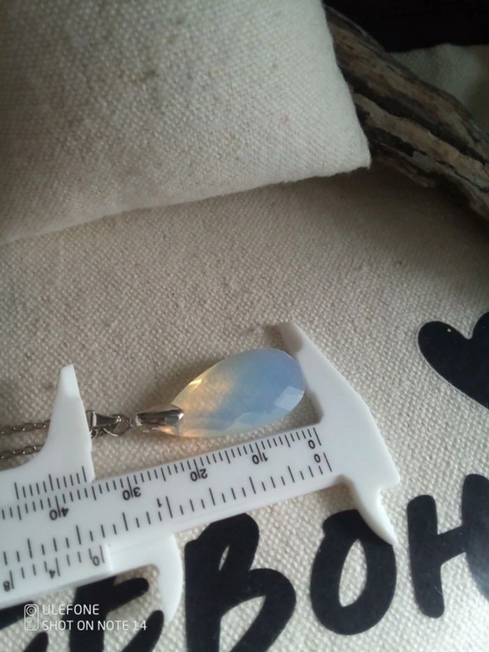 Collier pendentif opaline à facettes - photo numéro 2