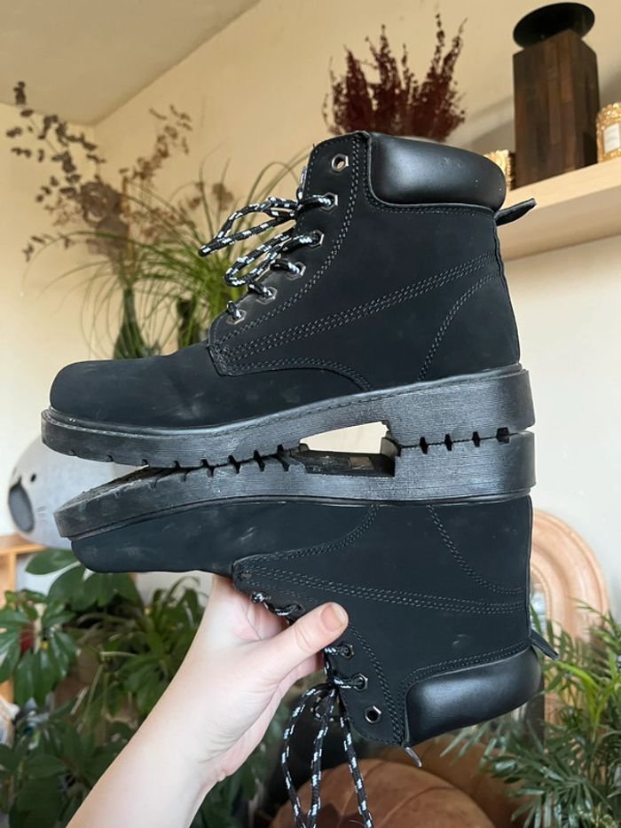 Bottines à lacets en velours - noir et blanc - photo numéro 12