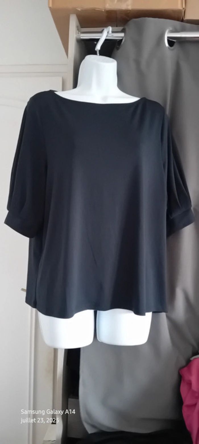 Haut fluide oversize col rond marine femme L h&m - photo numéro 3