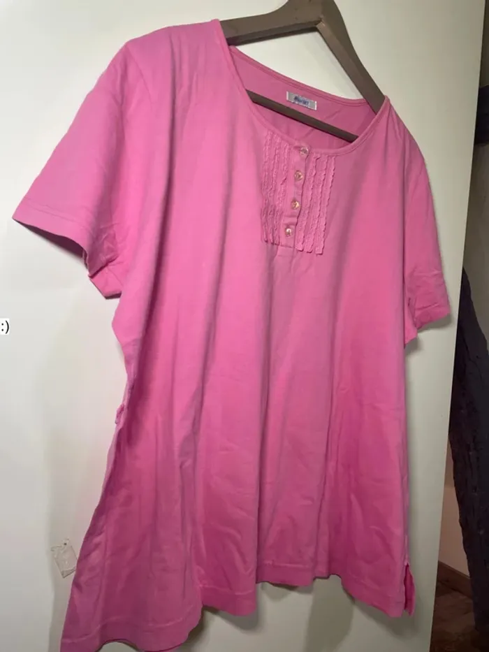 T shirt femme rose en coton taille 50 ou 52 / damart - photo numéro 3