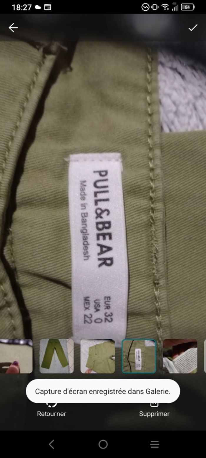 Pantalon cargo 32 vert olive c84 - photo numéro 9