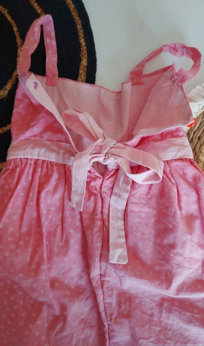 Robe à bretelles bébé fille fleuries fait main avec noeud. - photo numéro 3