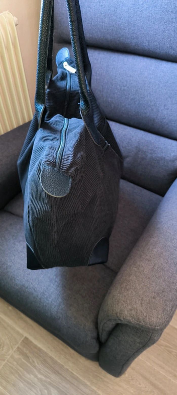 Grand Sac fourre-tout très tendance noire velour - photo numéro 7