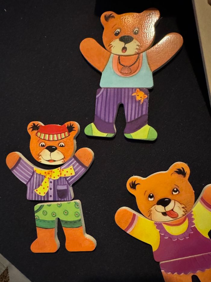 Puzzle bois 3 pièces Ourson à habiller - photo numéro 4