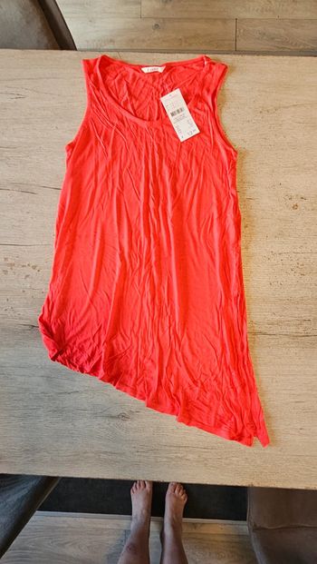 Tunique sans manche, asymétrique, rouge, Camaïeu, taille M, neuve