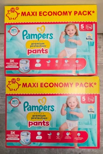 🍼 Pampers Premium Protection – Taille 5 (11–17 kg) – Lot 2x74 couches – Neuf