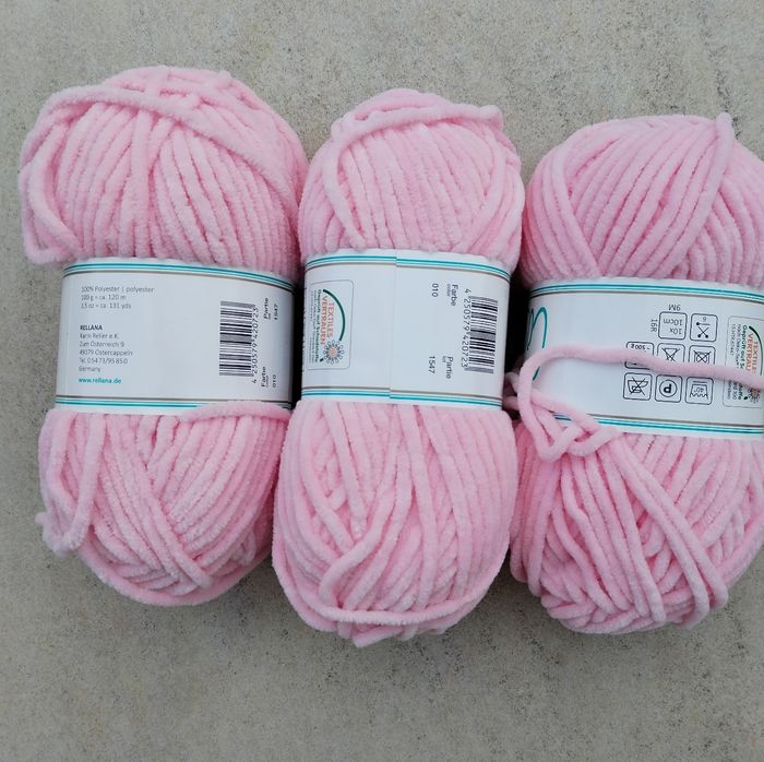 Lot de 3 pelotes de Laine chenille /velours rose Neuf - photo numéro 5