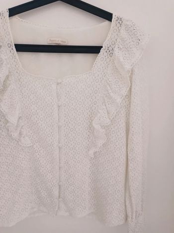 Chemisier blanc dentelle volants et boutons Peace n'Love Taille S/M Neuf