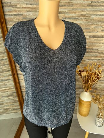 Pull léger gris argenté en lurex