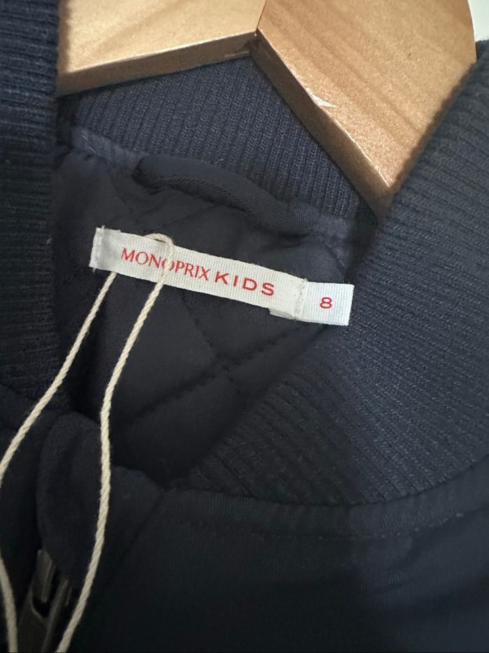 Veste blouson Bomber bleu uni Monoprix taille 8 ans neuf sans étiquette - photo numéro 2