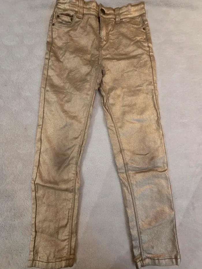 Pantalon enduit doré - photo numéro 2