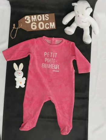 Pyjama 👣 velours rose kimbaloo 3 mois grenouillère