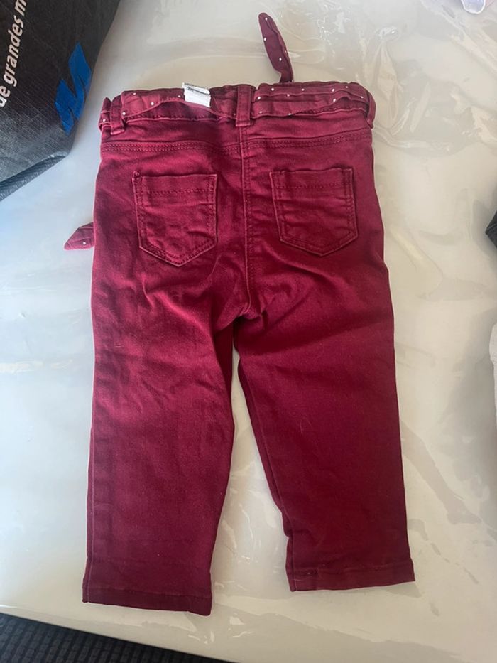 Pantalon avec ceinture bordeaux - photo numéro 2