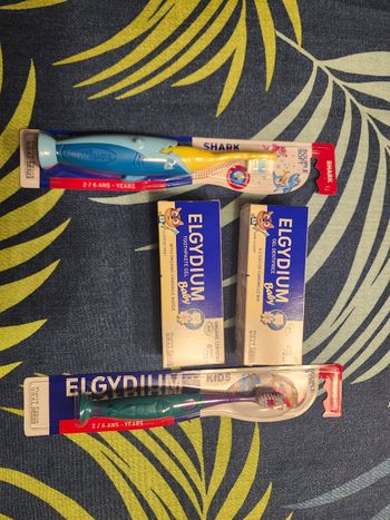 Lot brosses a dents dentifrice elgydium enfant bébé 2 ans