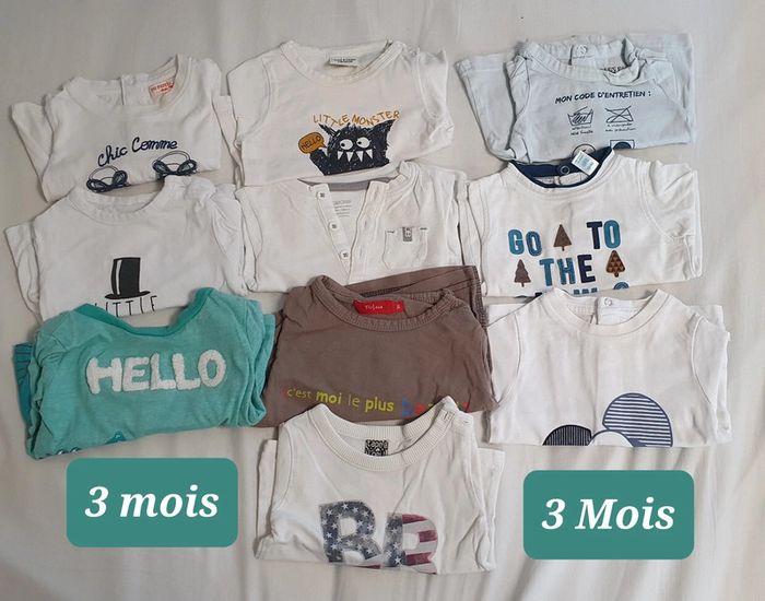 Lot 10 hauts manches longues 3 mois Garçon
