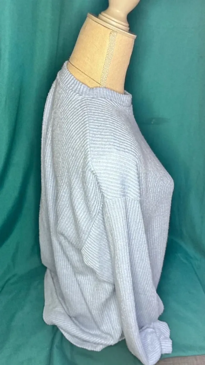 💕 pull pilou pilou bleu clair côtelé taille 34 XS #bershka - photo numéro 3
