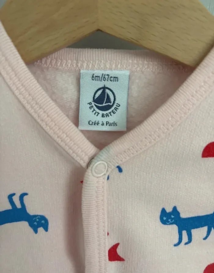Pyjama Petit Bateau molleton – 6 mois (67 cm) - photo numéro 2