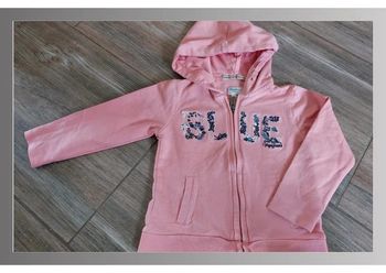 Gilet  à capuche rose sweat pépé jeans 2 ans fille