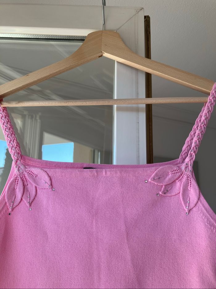 Débardeur rose avec petits strass argentés - photo numéro 2