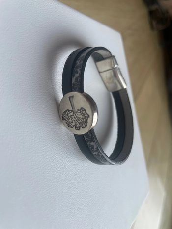 Bracelet jonc deux rangs cuir magnétique arbre de vie