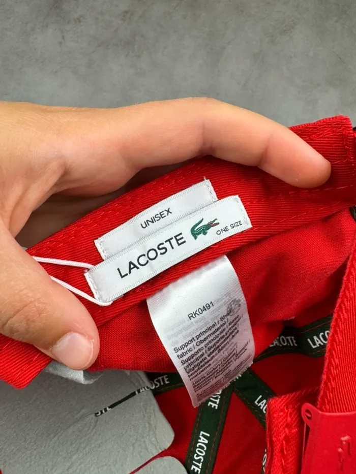 Casquette Lacoste Rouge Logo Brodé Neuve - photo numéro 8