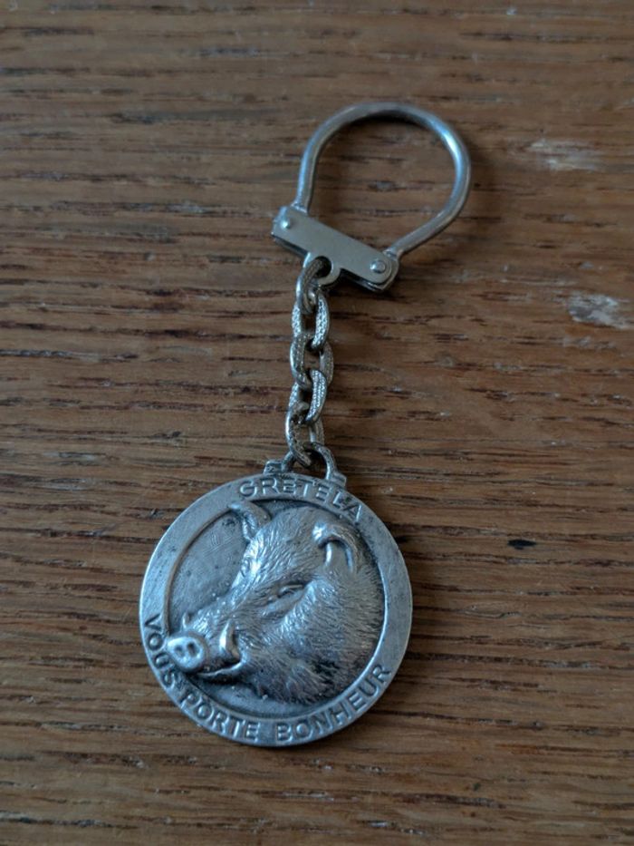 Ancien Porte-clés sanglier Gretela porte bonheur