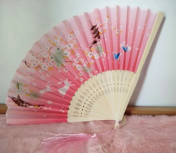 Éventail Japon pinku usagi