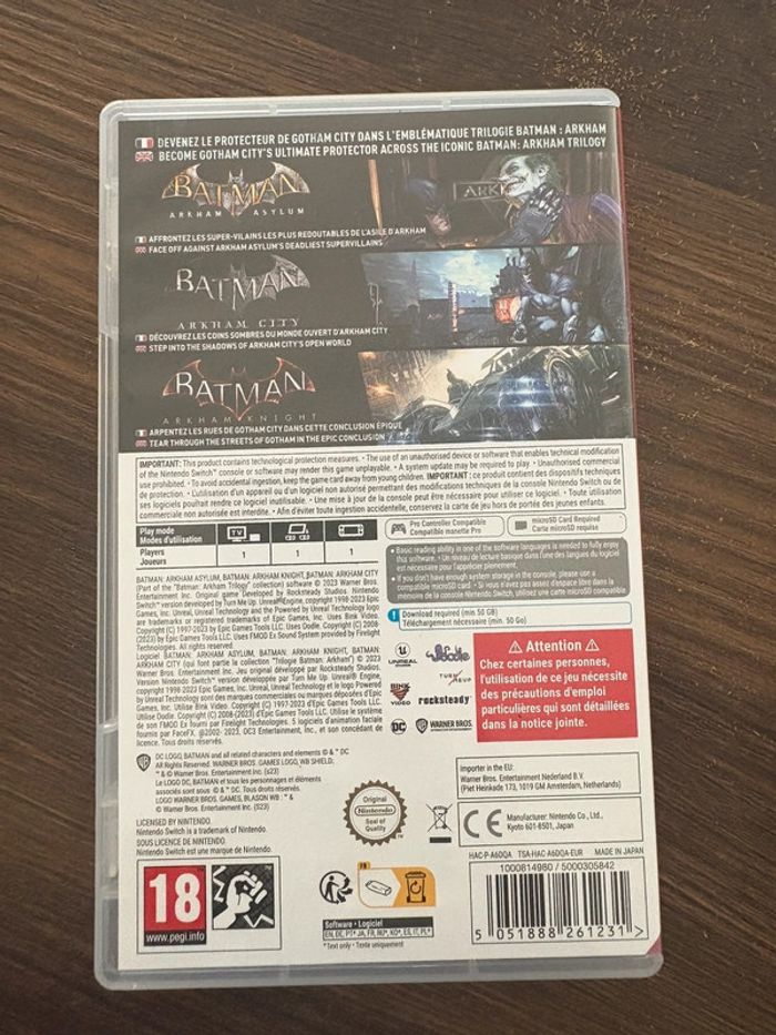 Batman Arkham Trilogy – Switch – VF – Très bon état - photo numéro 2