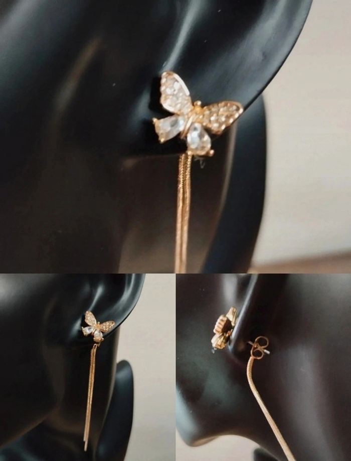 Boucles d'oreilles papillon fantaisie - photo numéro 2