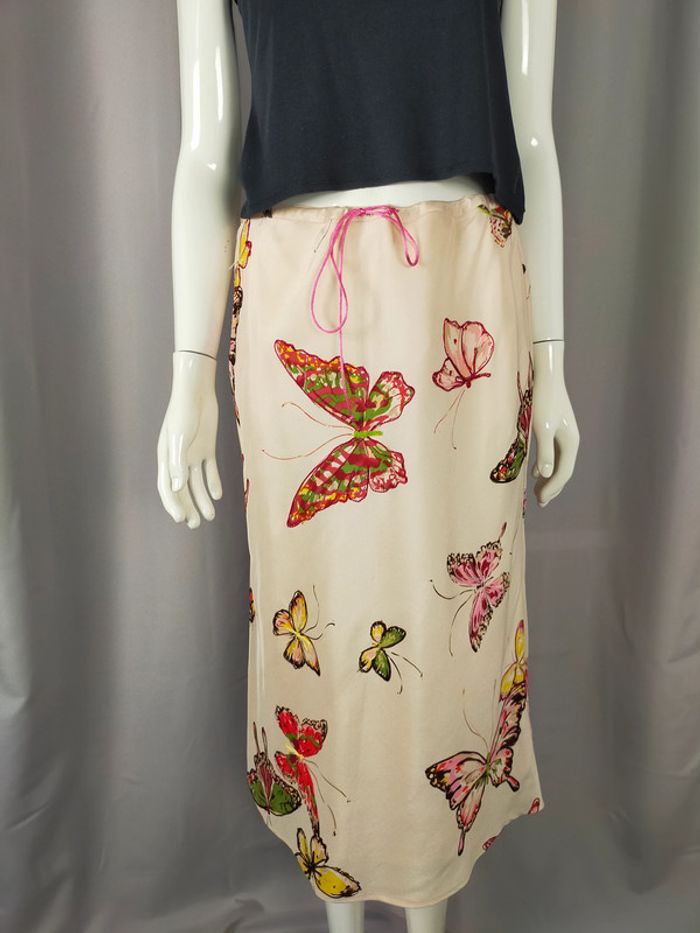 Jupe midi 100% soie Gérard Darel – Papillons colorés – T. 40