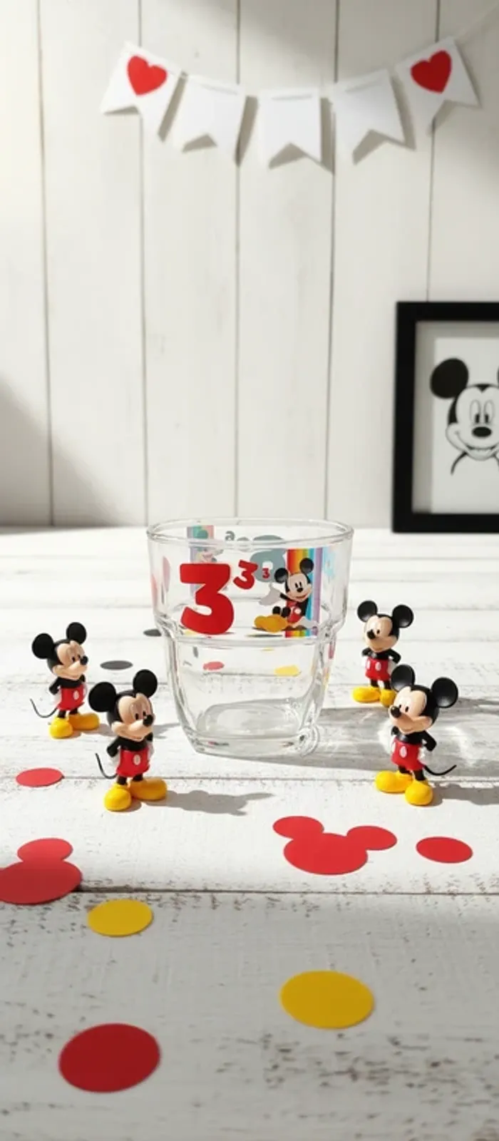 Verre Disney Mickey Mouse - Collection "Chiffre 3 & 6" & Arc-en-Ciel