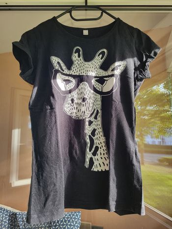 T-shirt girafe noir et blanc