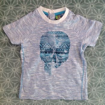 Tee-shirt blanc et bleu - 9 mois