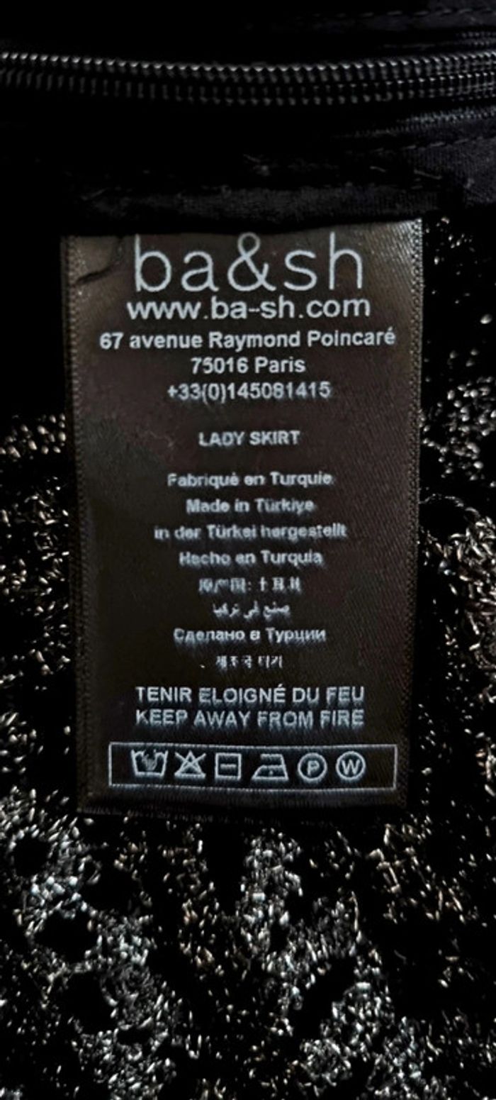 Jupe midi ba&sh camille noir et argent 40 neuve - photo numéro 6